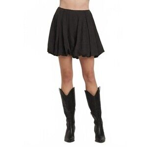 Able Los Angeles Faux Suede Balloon Skort Size Large Black  Lined NEW W Tags